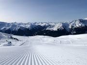 Pista perfettamente preparata nell’area sciistica Madrisa