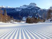 Pista appena preparata nell’area sciistica Loser