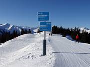 Segnaletica con gradi di difficoltà a colori (blu=facile, rosso=medio, nero=difficile)