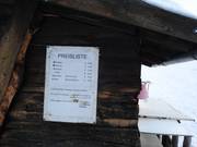 Listino prezzi alla biglietteria