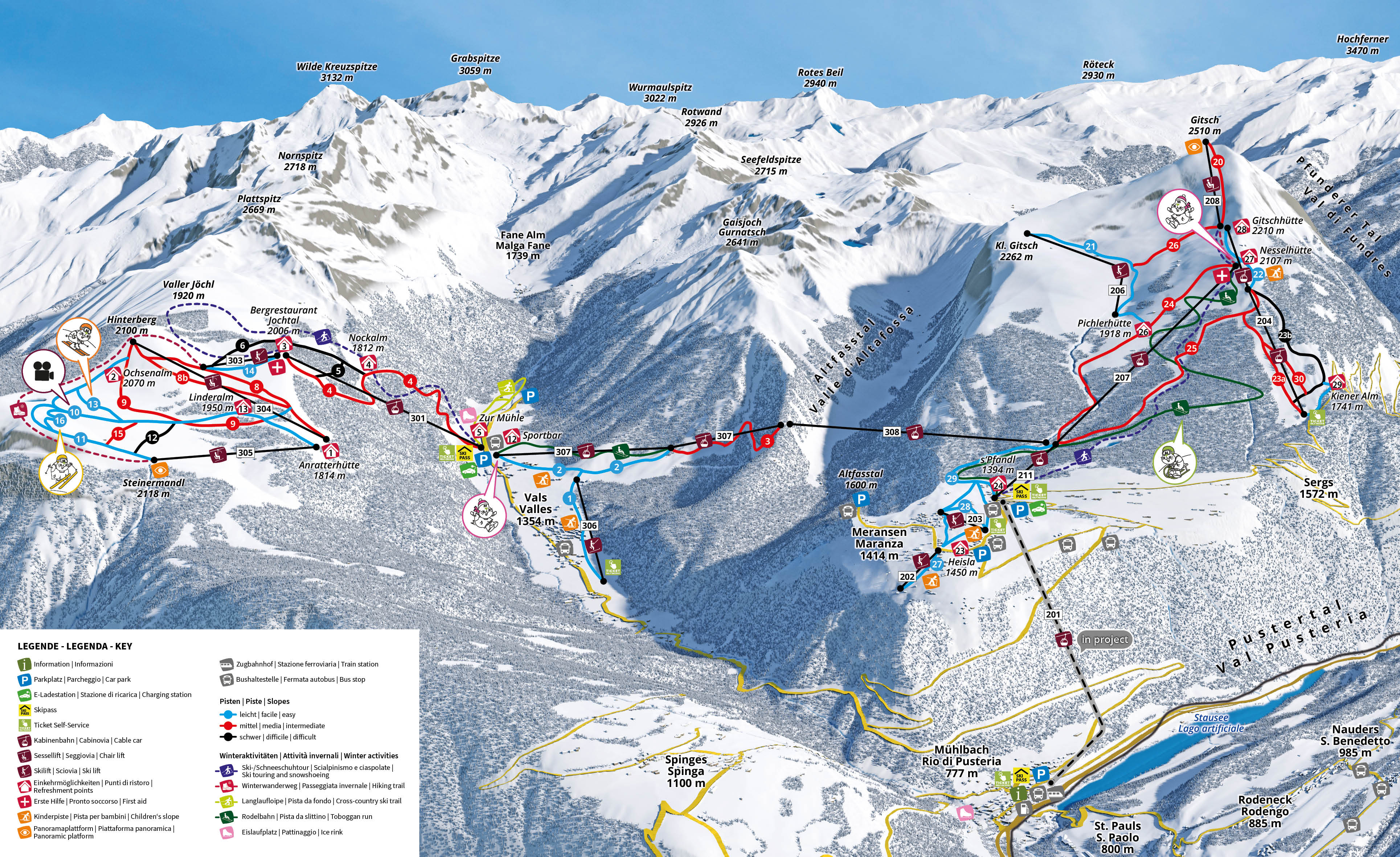 Mappa delle piste del comprensorio sciistico Gitschberg Jochtal