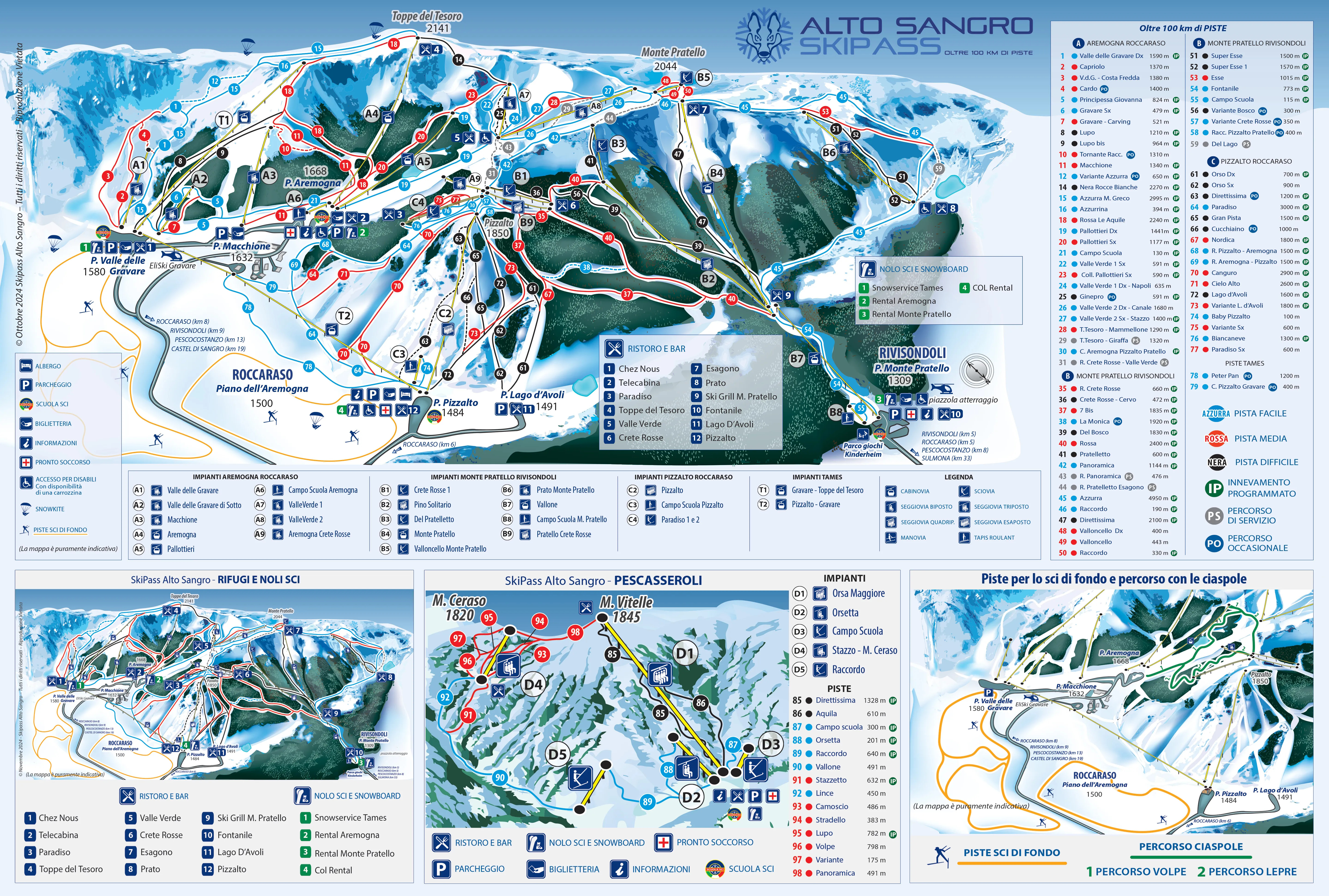 Mappa delle piste Alto Sangro - Roccaraso/Rivisondoli