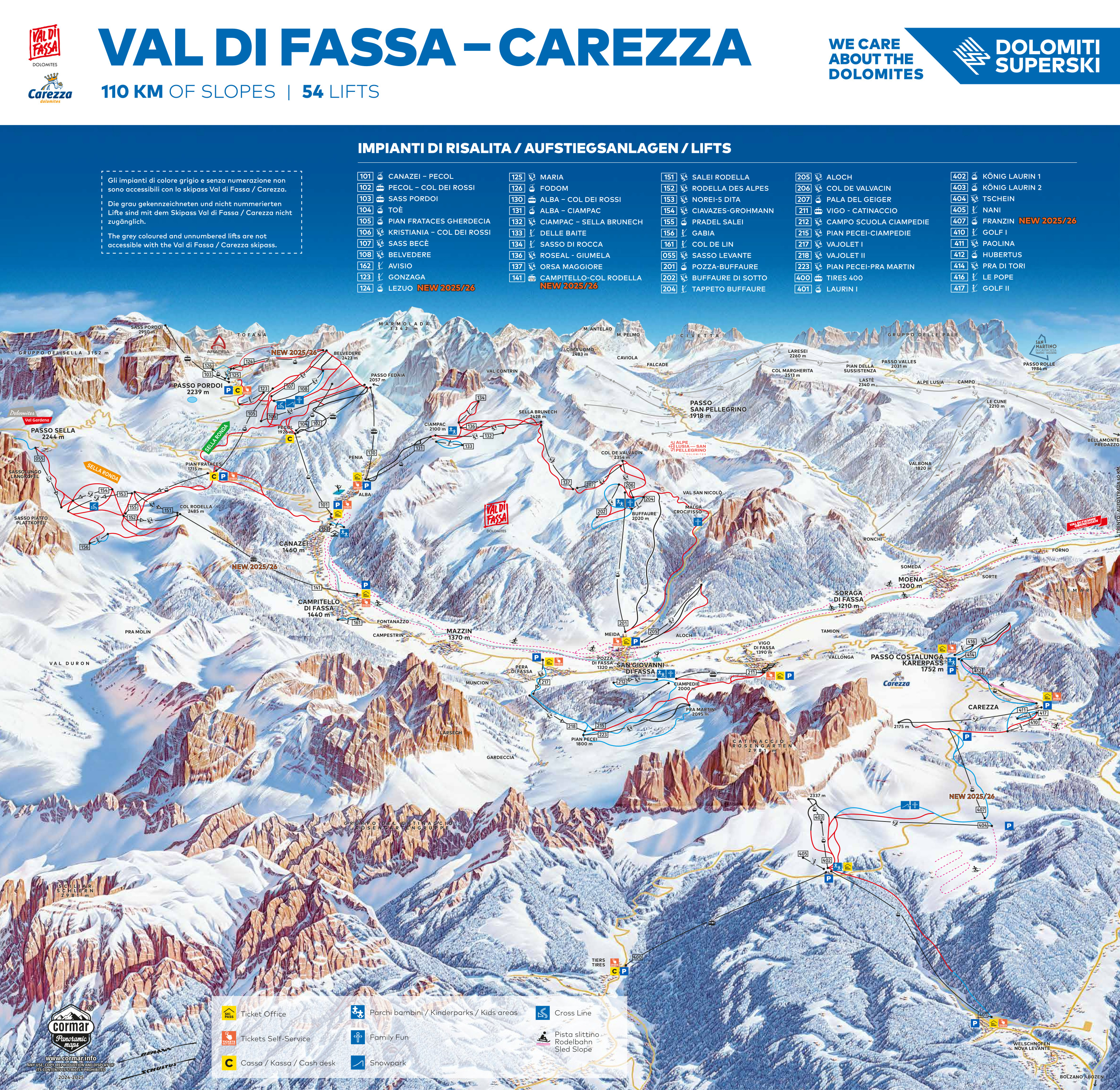 Mappa delle piste Catinaccio/Ciampedie - Vigo di Fassa/Pera di Fassa