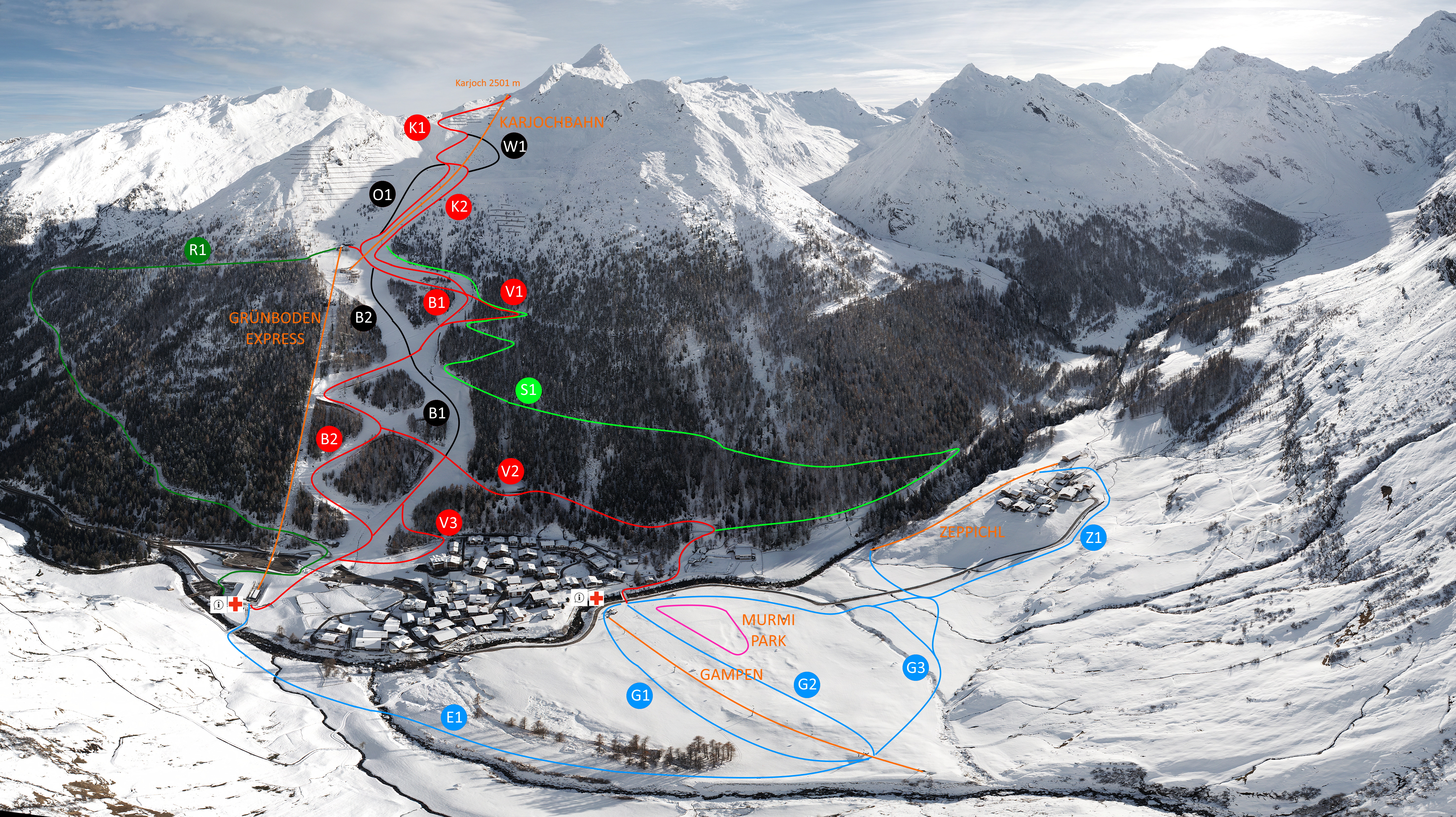 Mappa delle piste del comprensorio sciistico Plan (Moso in Passiria)