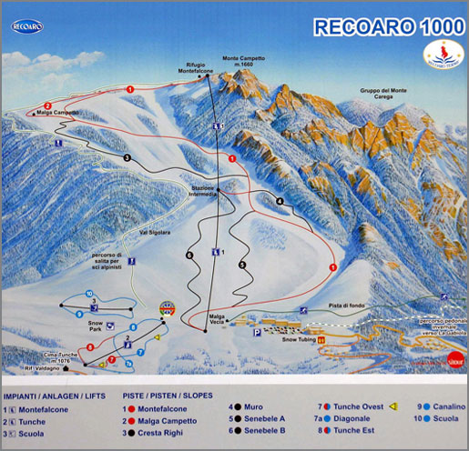 Mappa delle piste Recoaro Mille