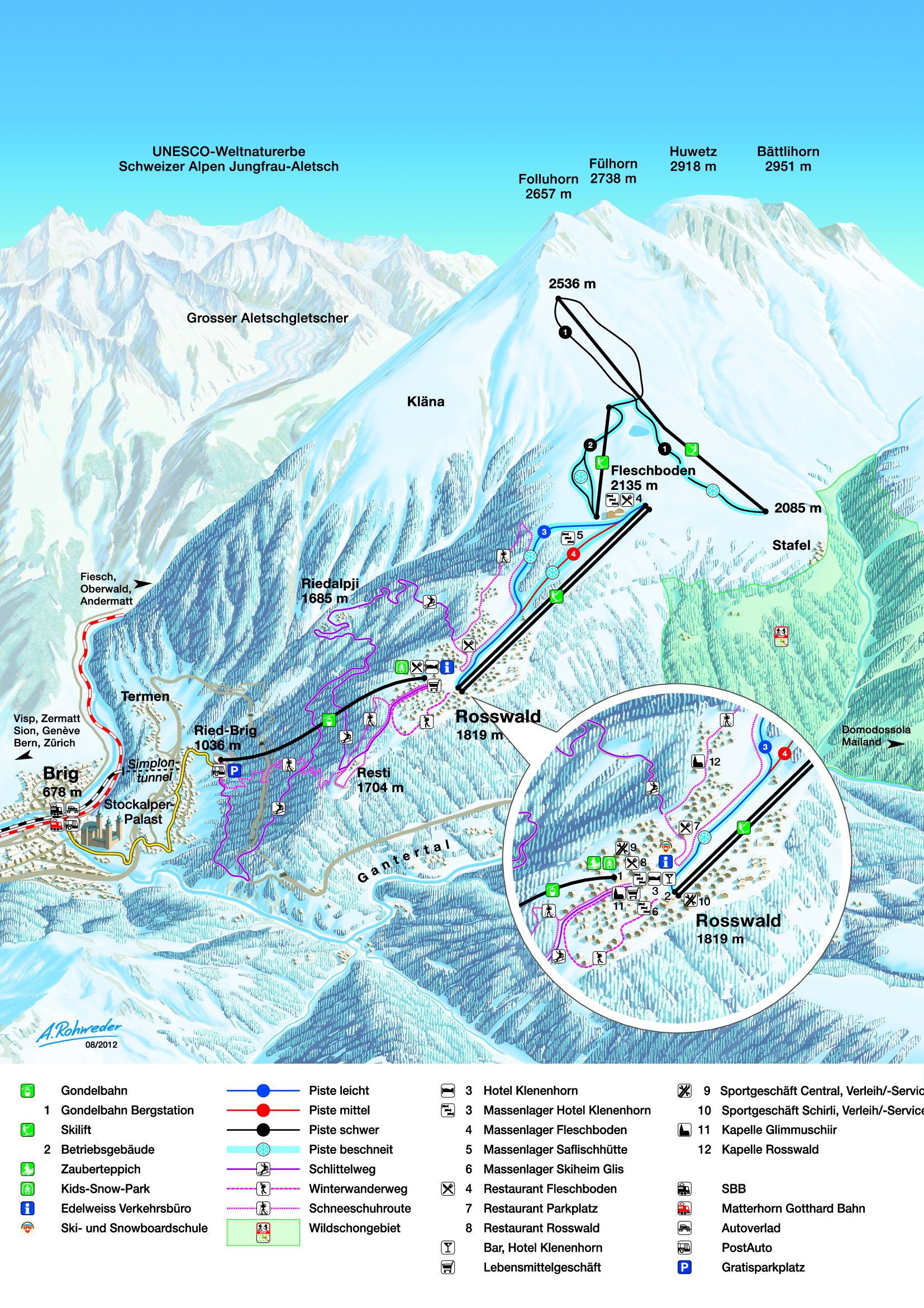 Mappa delle piste Rosswald - Brig