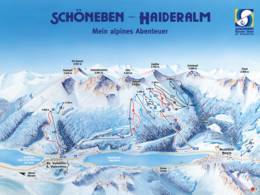 Mappa delle piste Belpiano (Schöneben)/Malga San Valentino (Haideralm)