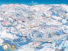 Mappa delle piste St. Anton/St. Christoph/Stuben/Lech/Zürs/Warth/Schröcken - Ski Arlberg